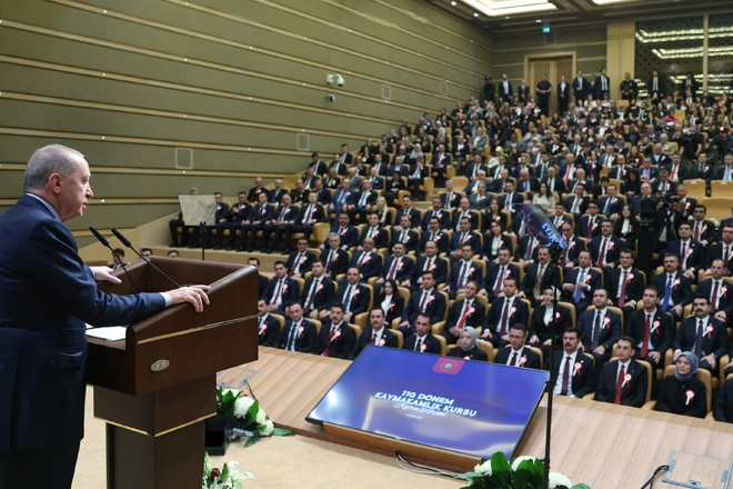  Cumhurbaşkanı Recep Tayyip Erdoğan, Cumhurbaşkanlığı Külliyesi’nde düzenlenen 110. Dönem