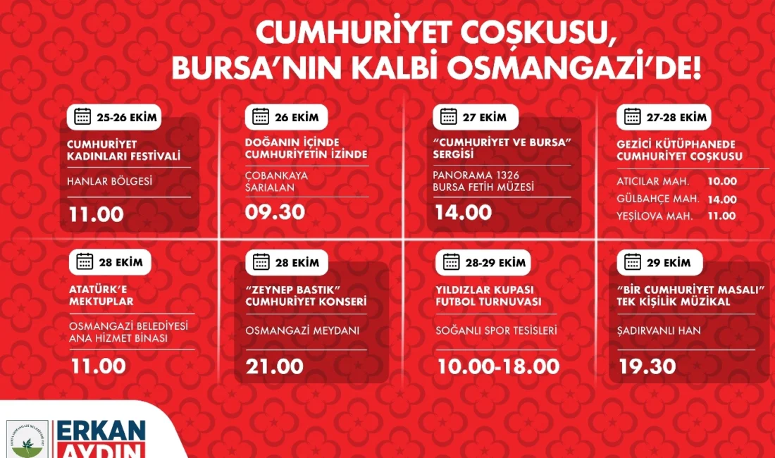  Osmangazi Belediyesi, Türkiye Cumhuriyeti’nin 102’nci kuruluş yıl dönümünü büyük